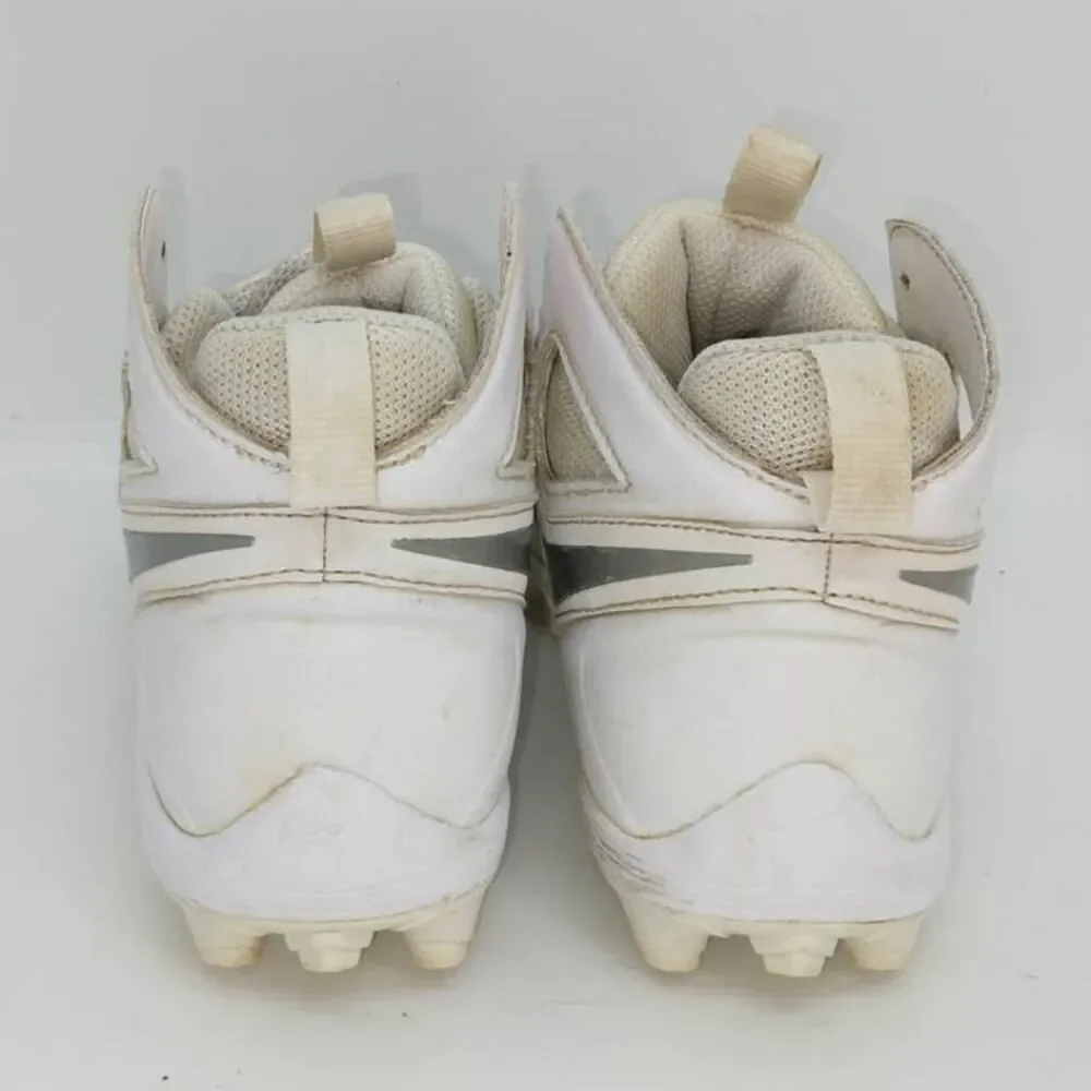 Nike Huarache Boy's Pre-owned White & Silver Baseball Cleats - sz. 4Y WOW!!